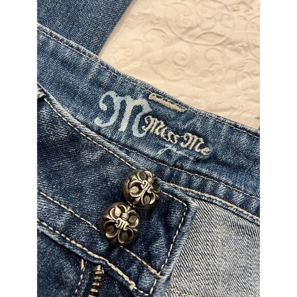 Miss Me boot cut 26 Jeans Distressed embellished with rhinestones - Picture 9 of 11